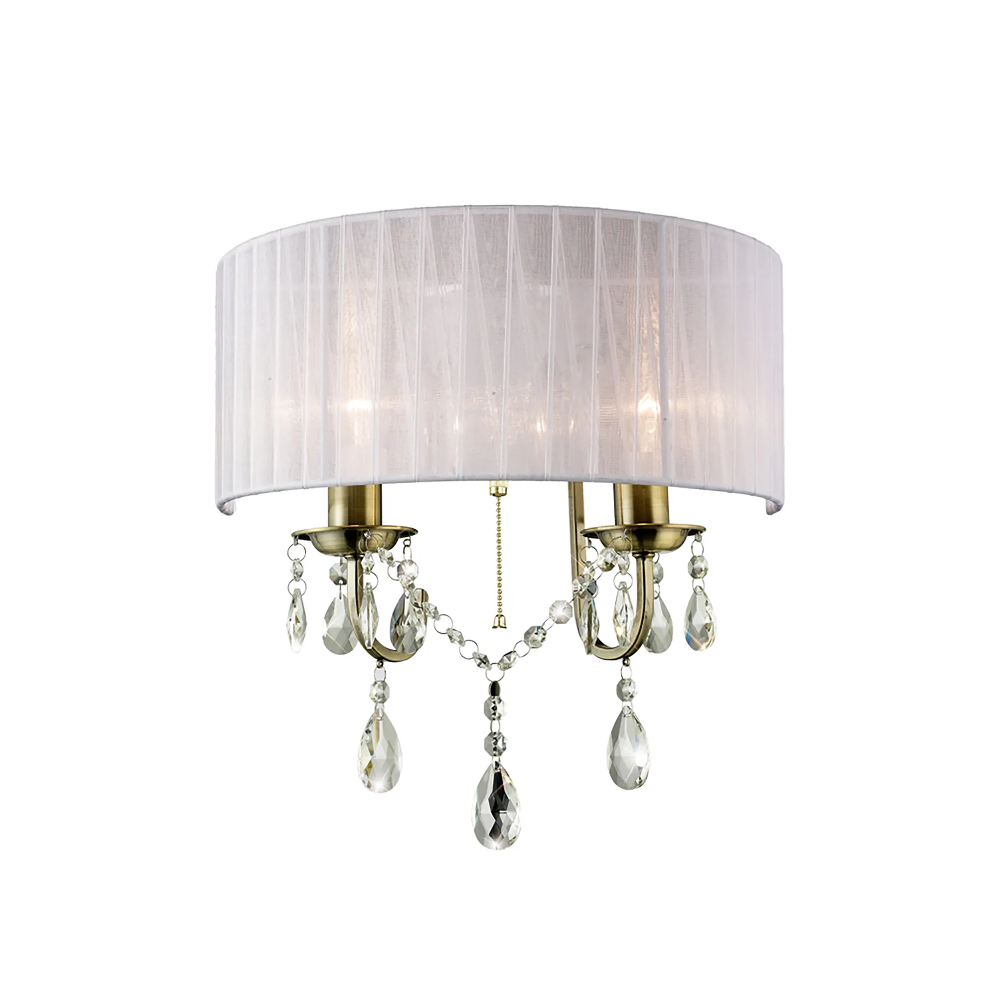 IL30064/WH  Olivia Crystal Switched Wall Lamp 2 Light